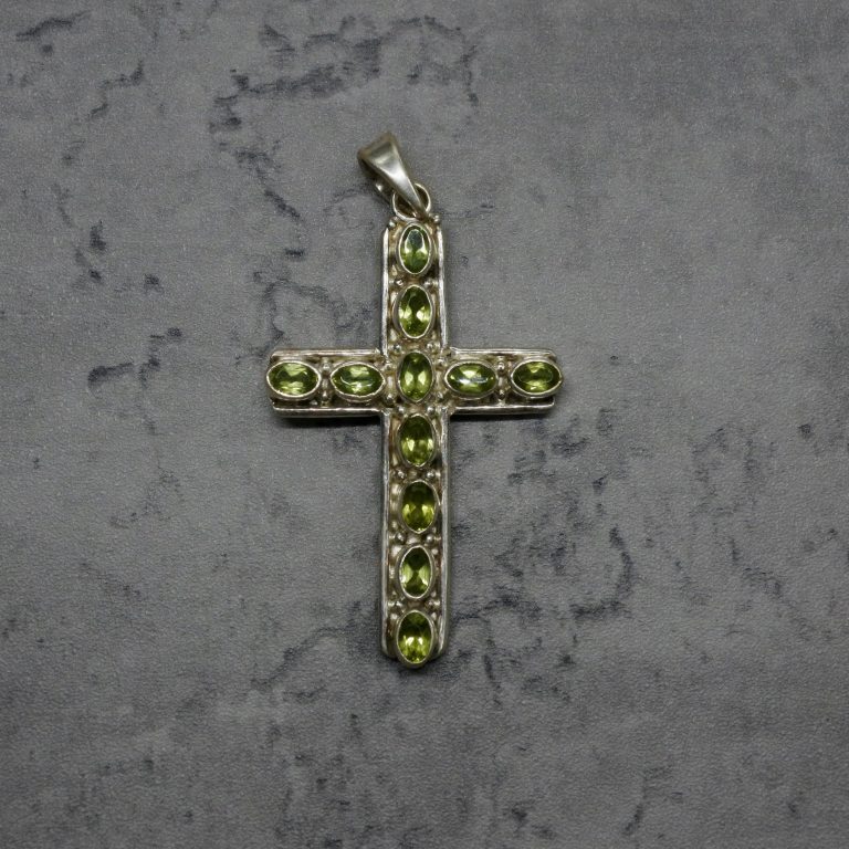 Peridot stone cross