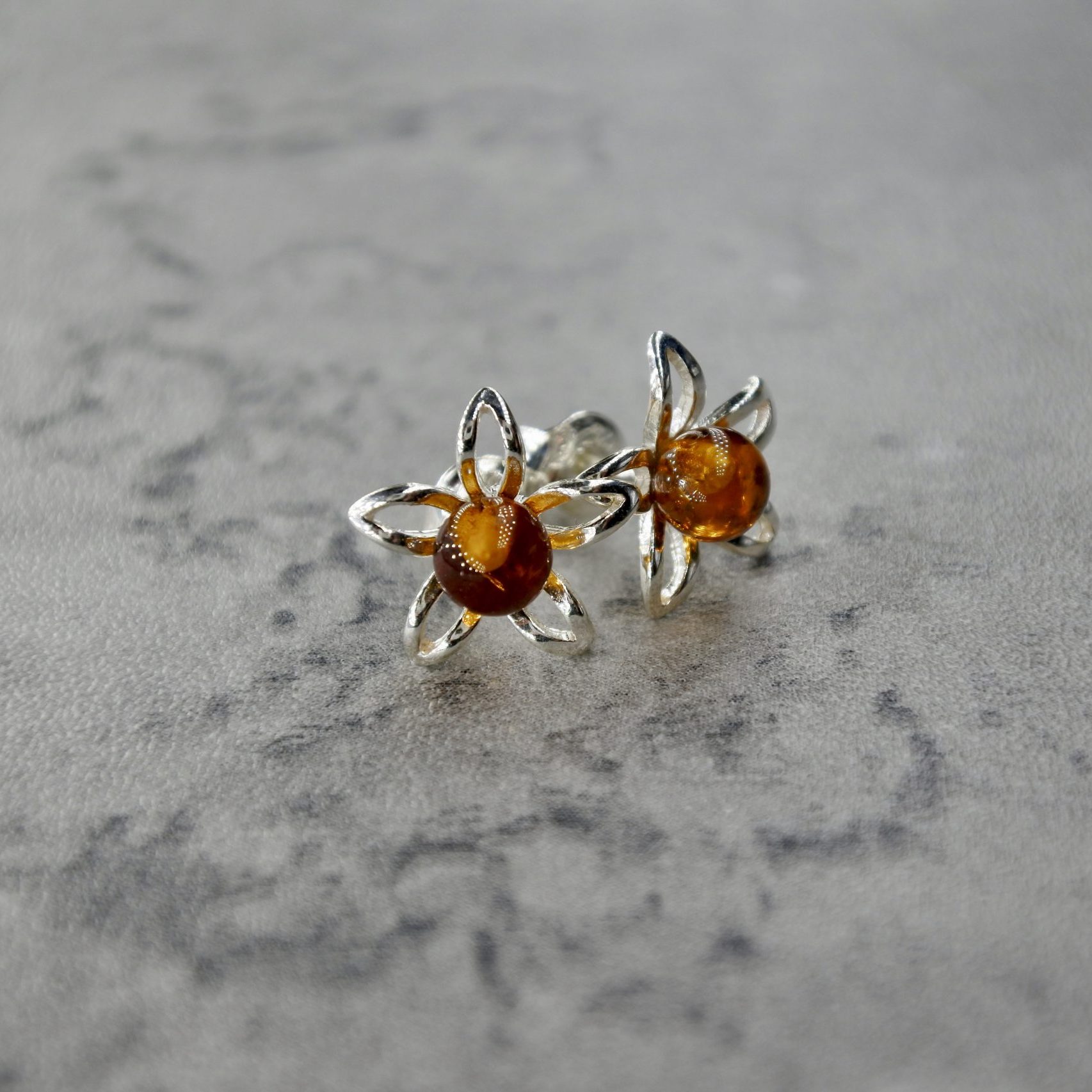 Amber Blumen Ohrringe