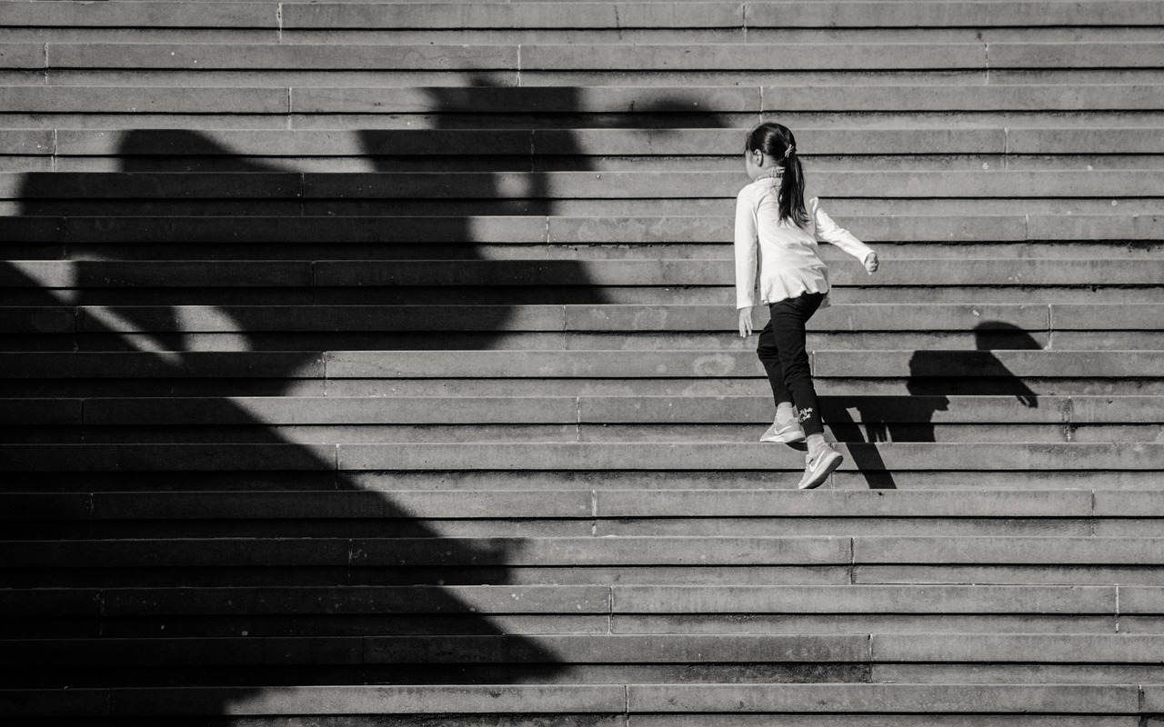 stairs, girl, shade, silhouette, path, outdoors, shadow, black and white, shadow, black and white, black and white, black and white, black and white, black and white